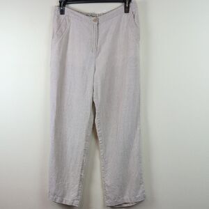 L. L. Bean Classic Fit Khaki Linen Straight Leg Pants Size 14P